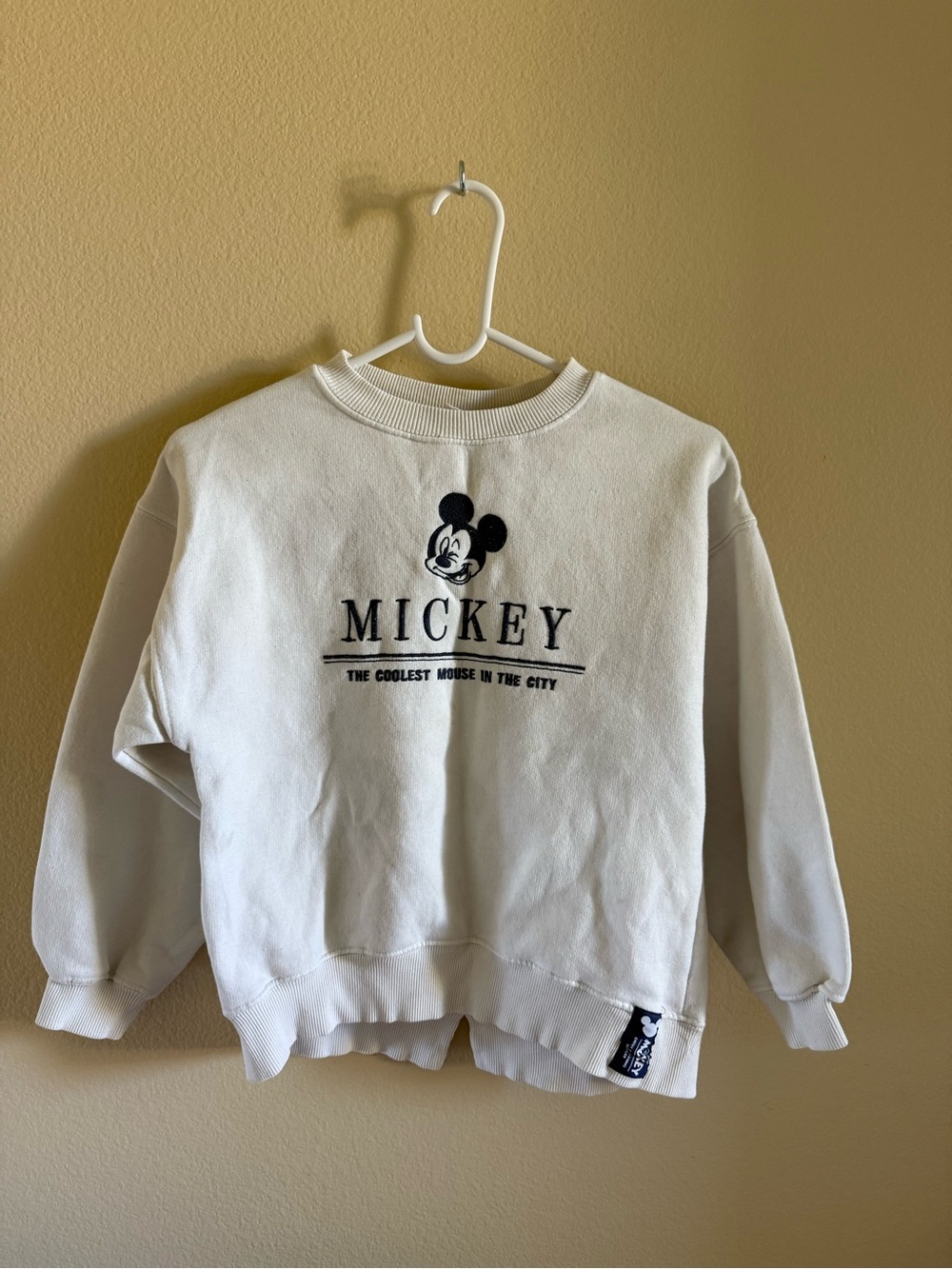 Zara White Sweatshirt with Black Mickey Graphic